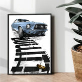 1967 Ford Mustang illustration poster - wall art