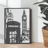 London phone box Aesthetic B&W - wall art