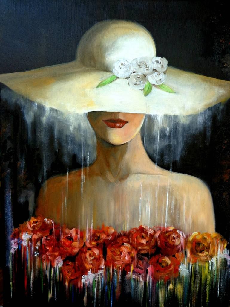 Hat Girl abstract art - wall art