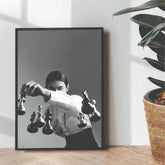 Playing chess Aesthetic B&W portrait - wall art