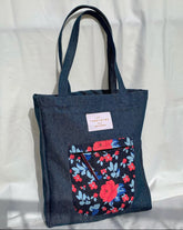 Denim Floral Tote Bag