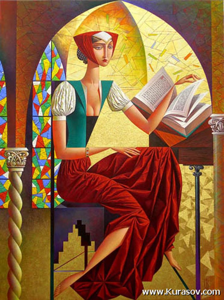 Reading book abstract art - wall art