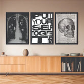 B&W aesthetic bundle set of 3 Pull yourself - wall art