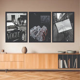 B&W aesthetic bundle set of 3 Vogue x Chanel x Gucci - wall art