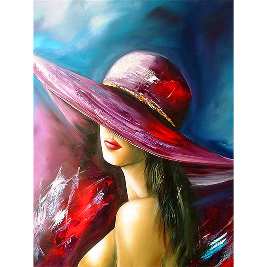 Girl with hat abstract art - wall art