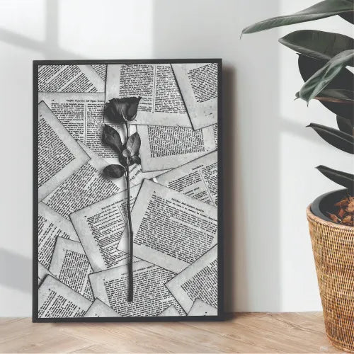 Black & White aesthetic Rose - wall art