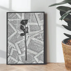 Black & White aesthetic Rose - wall art
