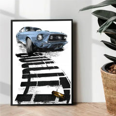 1967 Ford Mustang illustration poster - wall art