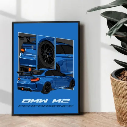BMW M2 illustration poster - wall art