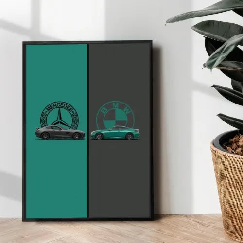 Mercedes x BMW artwork poster - wall art