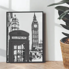London phone box Aesthetic B&W - wall art