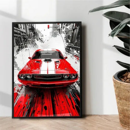 Dodge Challenger illustration poster design - wall art