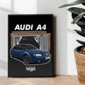 Audi A4 poster illustration design - wall art