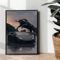 Lamborghini two black bulls illustration design - wall art