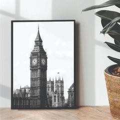 London clock tower B&W aesthetic portrait - wall art