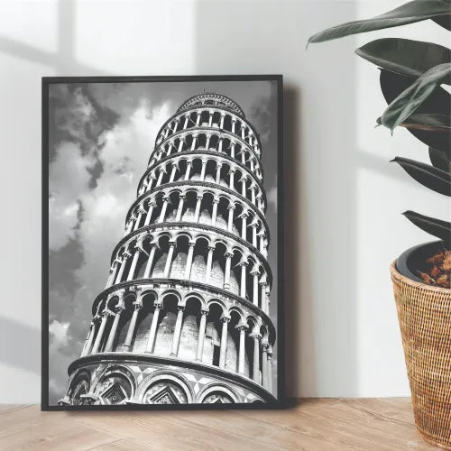 Pisa tower B&W Aesthetic art - wall art