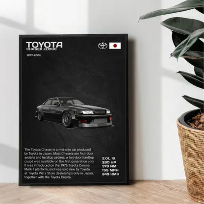 Toyota Chaser Jzx100 1977-2001 poster illustration design - wall art