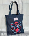 Denim Floral Tote Bag