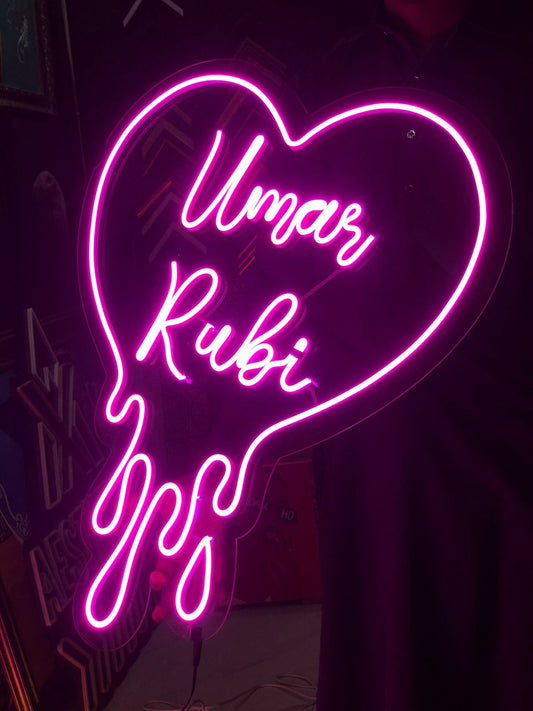 dripping heart (with name) Neon Sign