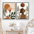 Bundle set of 2 Minimal boho Fashion Girls Abstract Art - wall art