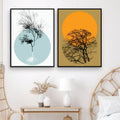 Bundle set of 2 Boho minimalist Abstract Art - wall art