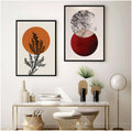 Bundle set of 2 Sun Behind Bushes Abstract Art - wall art
