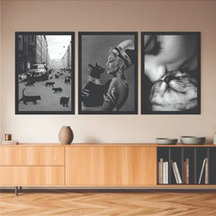 B&W aesthetic bundle set of 3 Love for cats - wall art