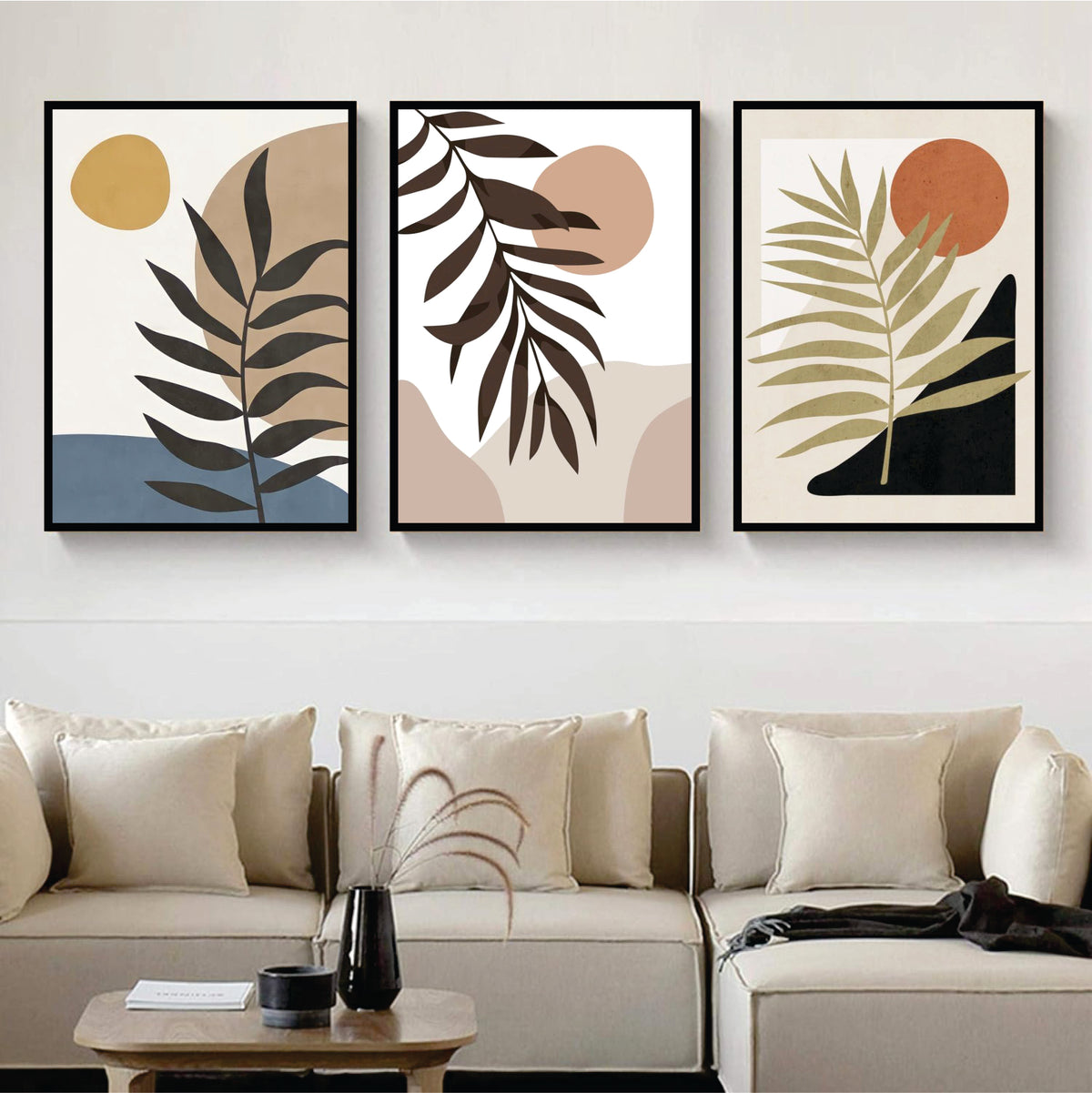 Bundle set of 3 Boho Abstract Art - wall art