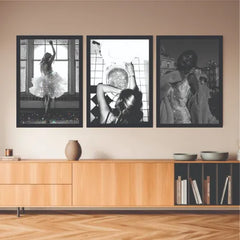 B&W aesthetic bundle set of 3 Girls portraits - wall art
