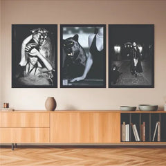 B&W aesthetic bundle set of 3 Panther girls - wall art