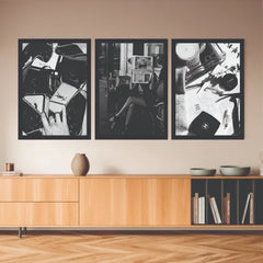 B&W aesthetic bundle set of 3 Finding joy life - wall art