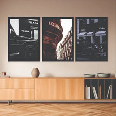 B&W aesthetic bundle set of 3 Famous Brands - wall art