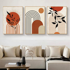 Bundle set of 3 Boho Minimalist abstract art - wall art