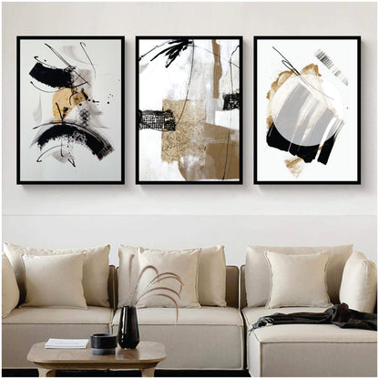 Bundle set of 3 classic boho abstract art - wall art