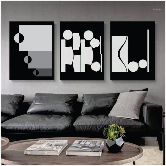 Bundle set of 3 Minimal Boho Abstract art - wall art