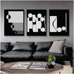 Bundle set of 3 Minimal Boho Abstract art - wall art