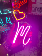 Custom Name Letter Neon with crown or heart