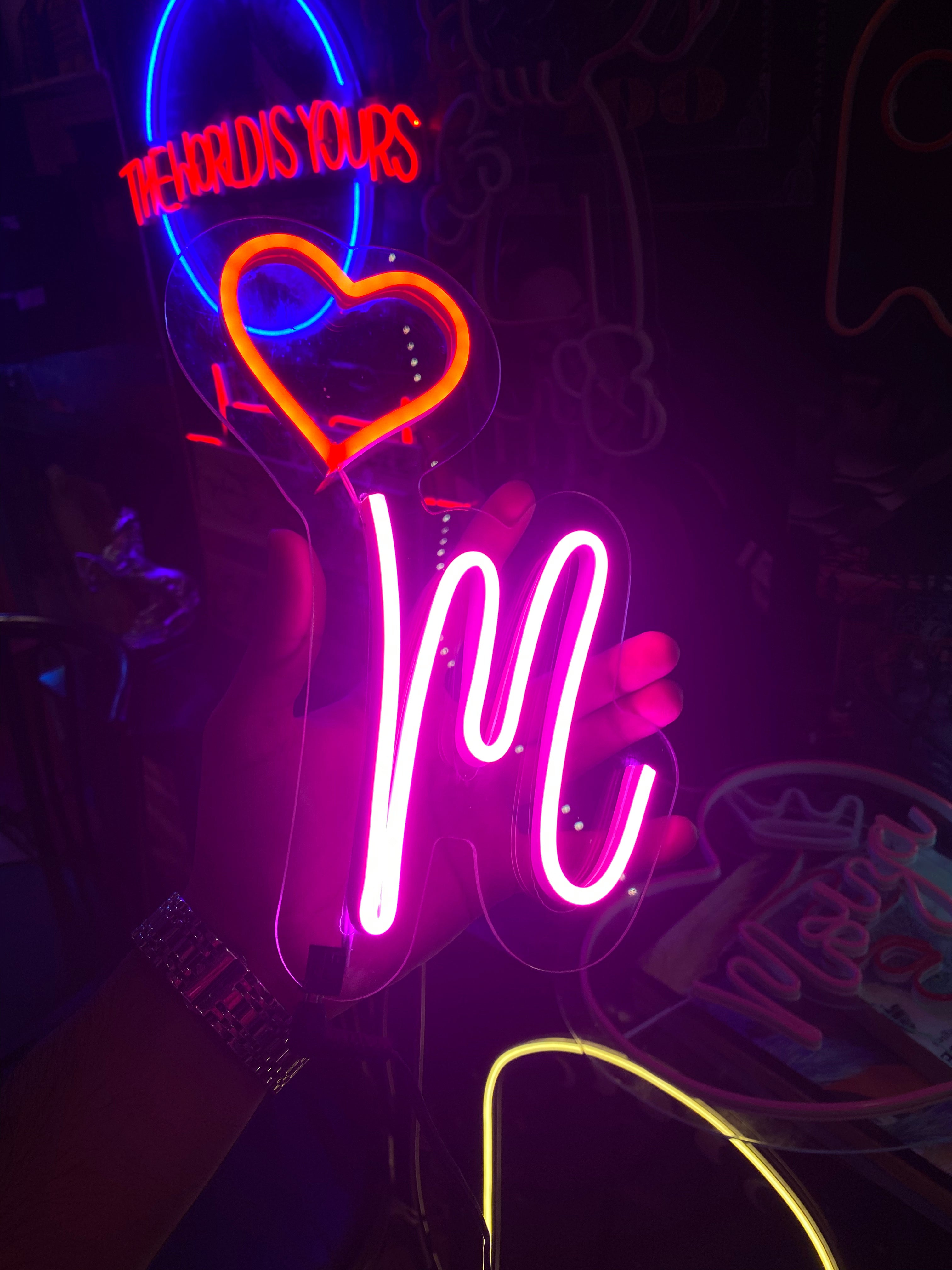 Custom Name Letter Neon with crown or heart