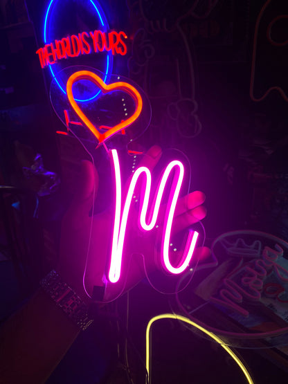 Custom Name Initial Letter Neon with crown or heart