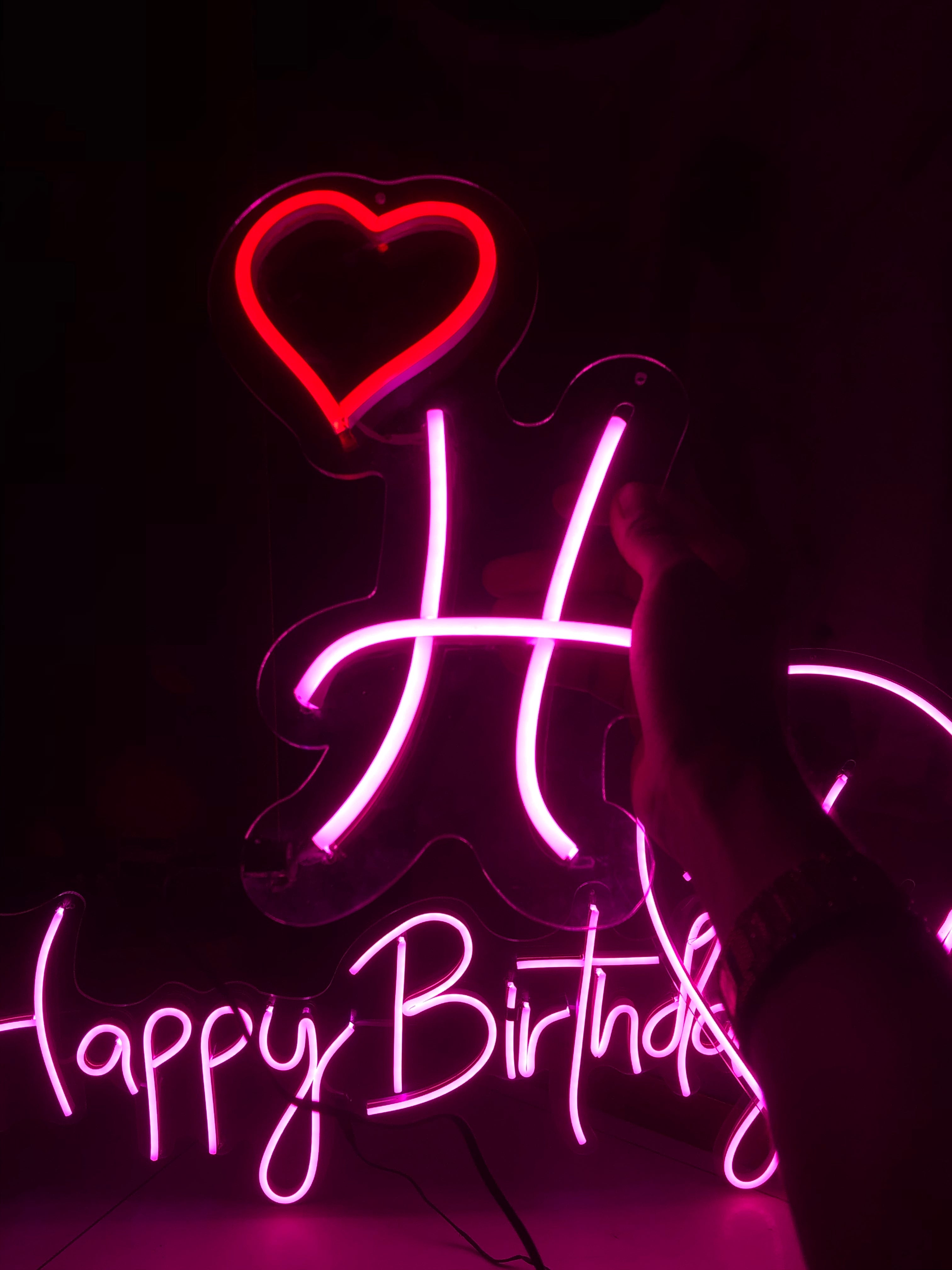 Custom Name Letter Neon with crown or heart