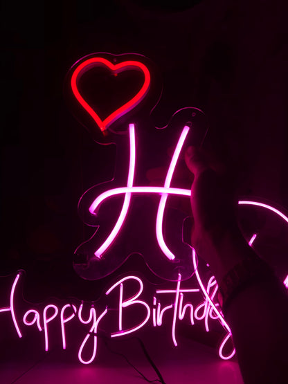 Custom Name Initial Letter Neon with crown or heart