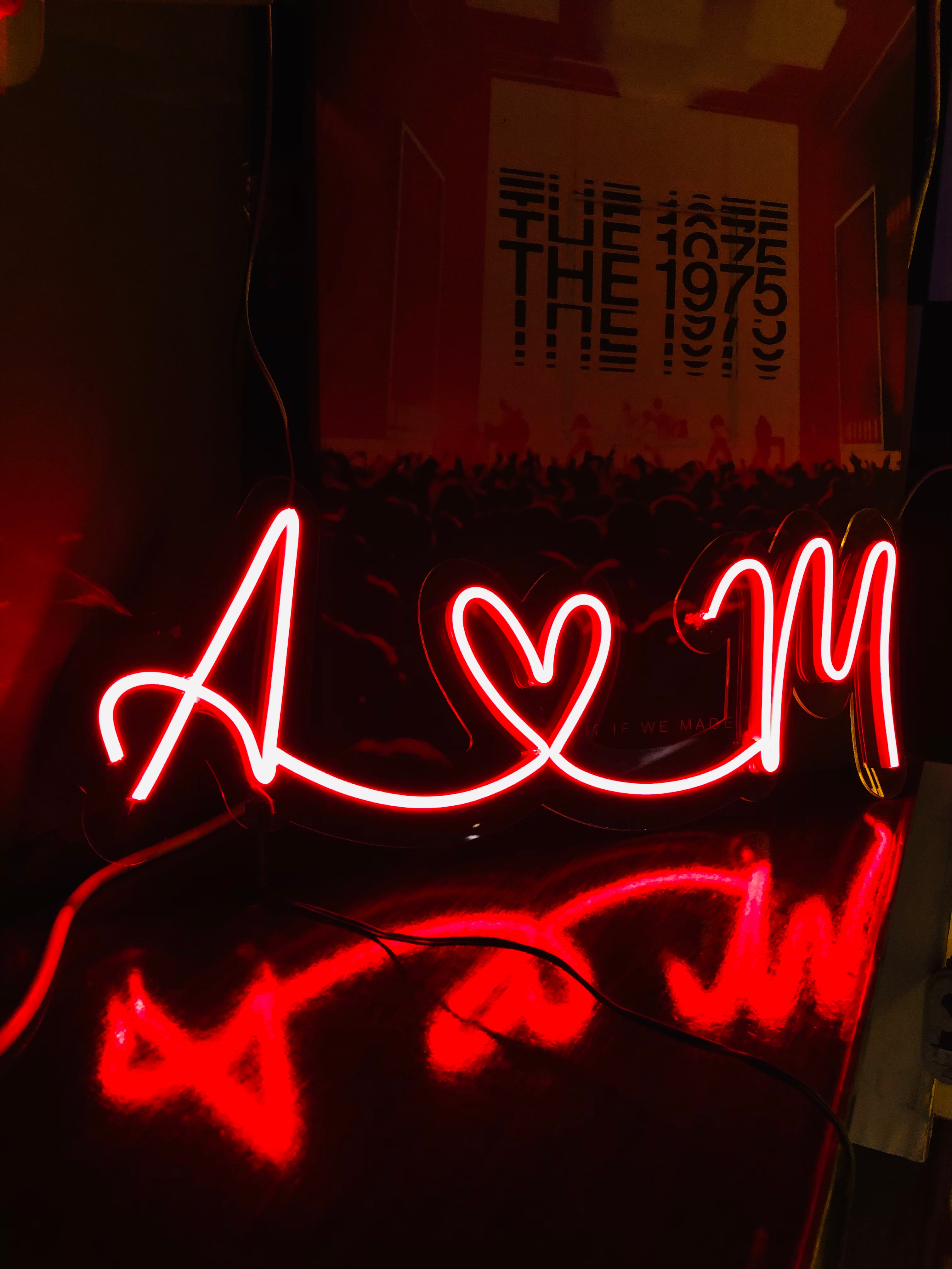 Custom couple initials Neon with heart