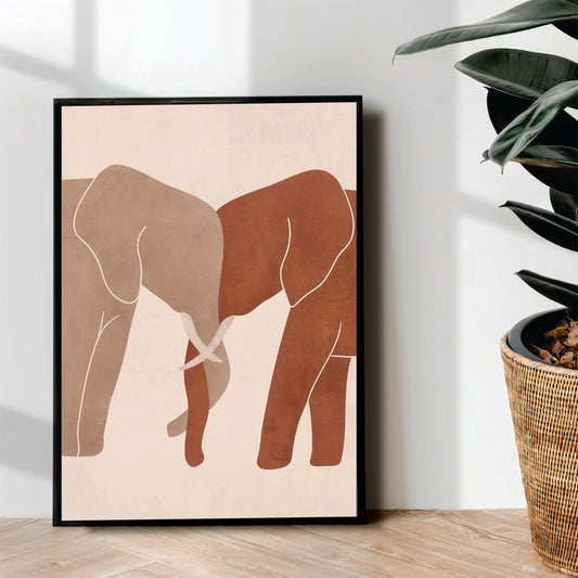 Aggressive Elephants Abstract Art - wall art