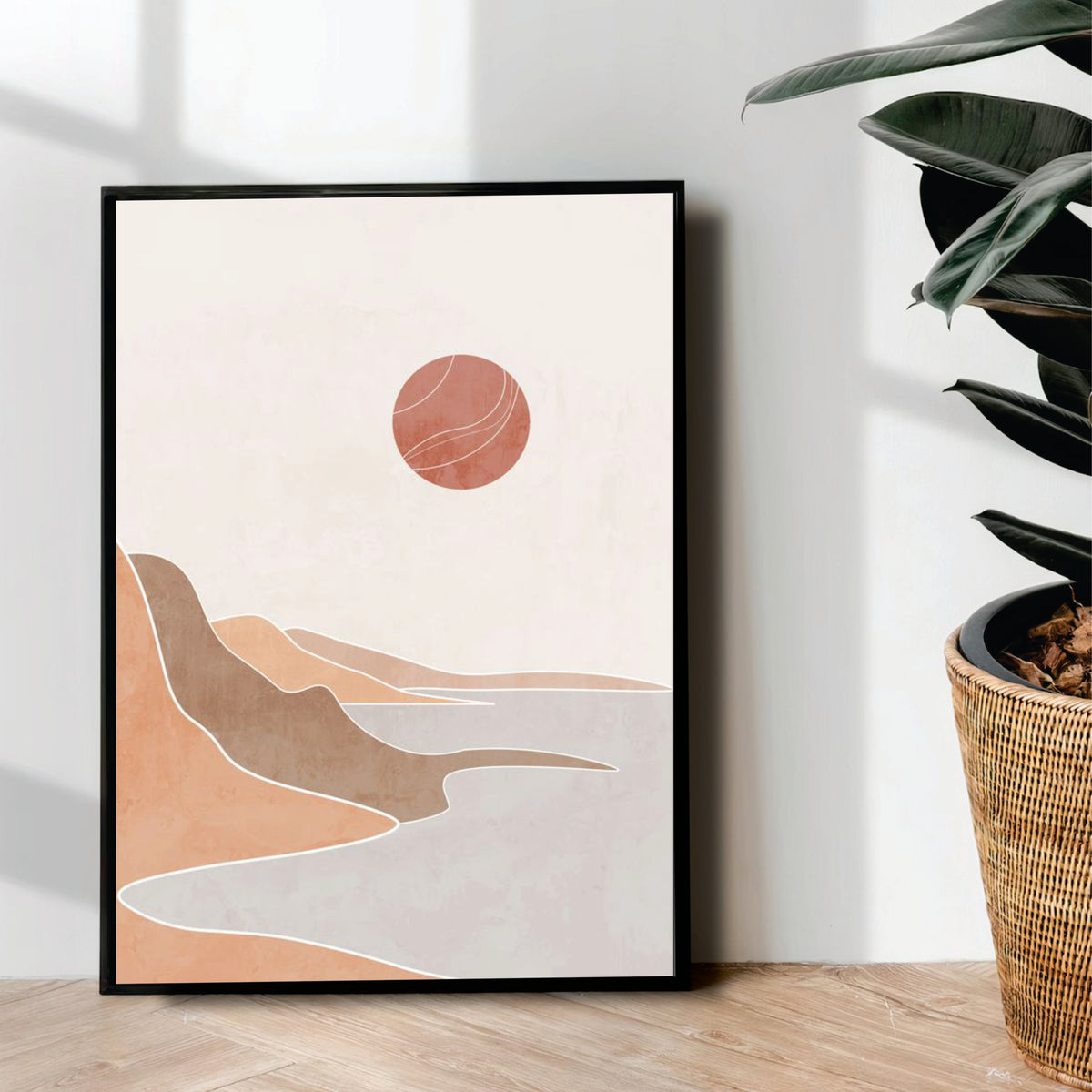 Sun Behind Hills abstract Art - wall art