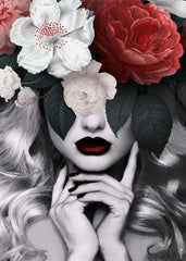 White & red flower girl