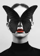 Girl with red lipstick on